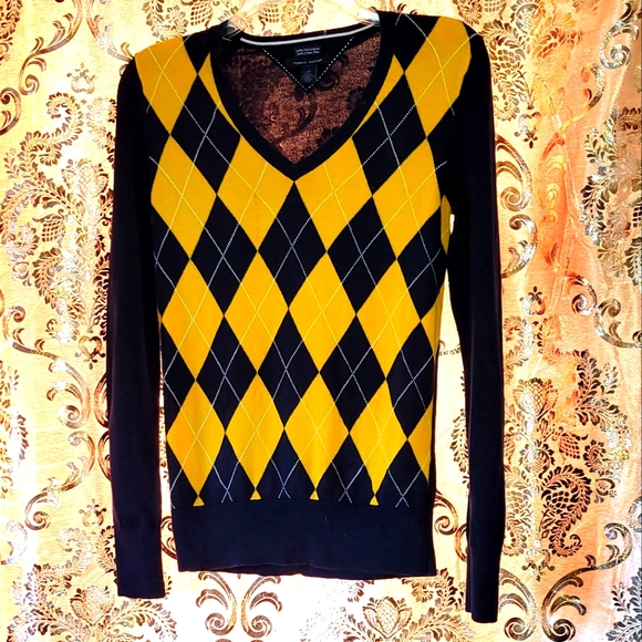 Tommy Hilfiger Argyle V-Neck Long Sleeve Womans Sweater - Picture 2 of 9